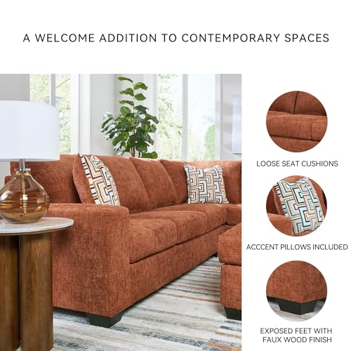 Image of Signature Design by Ashley Orange Sectional Couch with Chaise, Aviemore
