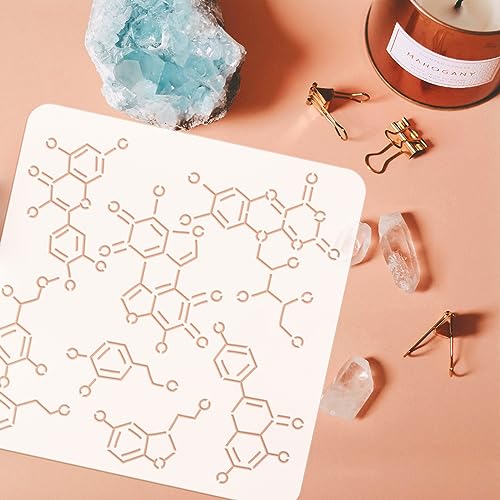 FINGERINSPIRE Chemical Structure Stencil for Painting 30x30cm Reusable Organic Chemistry Stencil Large Science Elements Drawing Template Daily Theme Stencil for Wood Canvas Fabric DIY Painting - Image 3