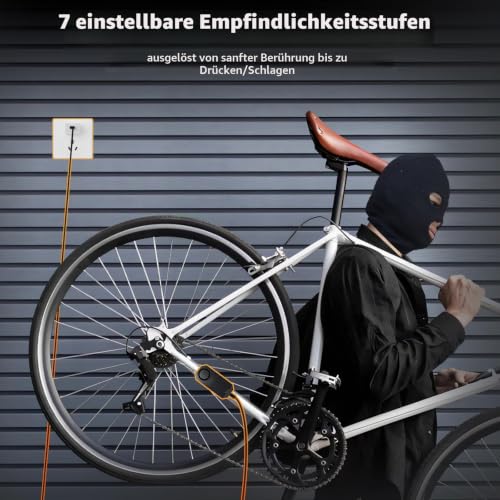 WSDCAM Kabelloser Fahrradalarm mit Fernbedienung, wiederaufladbares Fahrradalarmanlage, Diebstahlschutz, IP65 wasserdicht, 113 dB lauter Fahrradalarm für E-Bikes, Motorräder, Roller, Outdoor-Reiten