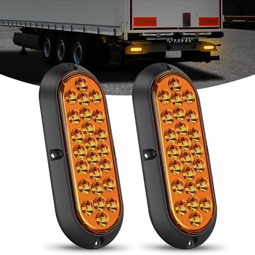 Image of Nilight 6Inch Oval Tail Light 2PCS Amber 24LED Turn Signal Lights Surface Mount Sealed IP67 Waterproof for 12V Caravan Truck RV Camper Trailer Bus