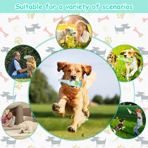 2 PCS Hundespielzeug Mit Wasserflasche, Bierflaschen Hundespielzeug mit Tennisball, Flaschen Kauspielzeug Hunde, Dog Quietschend Kauspielzeug, Spielzeug für Kleine Mittlere Große Hunde (Grün+Blau)