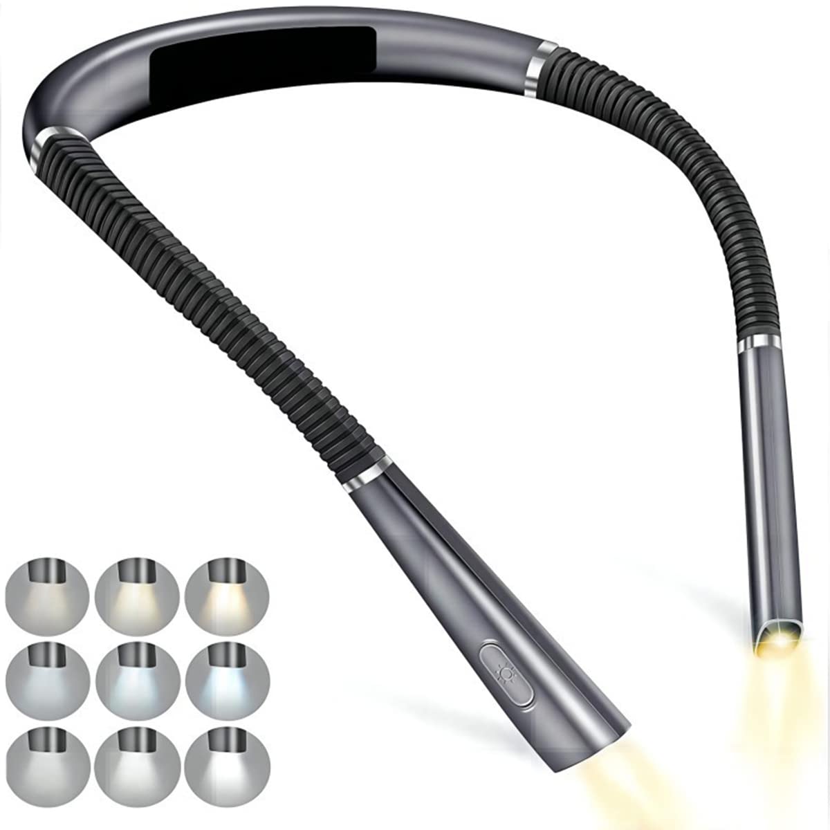 Neck Reading Light, Book Light for Reading in Bed at Night, USB Rechargeable Neck Light, 3 Colours & 3 Brightness Levels, Neck Book Light Perfect for Reading/Crafting/Knitting/Repairing