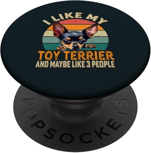 I Like My Russian Toy Terrier Dog & Maybe 3 People Retro PopSockets PopGrip intercambiables