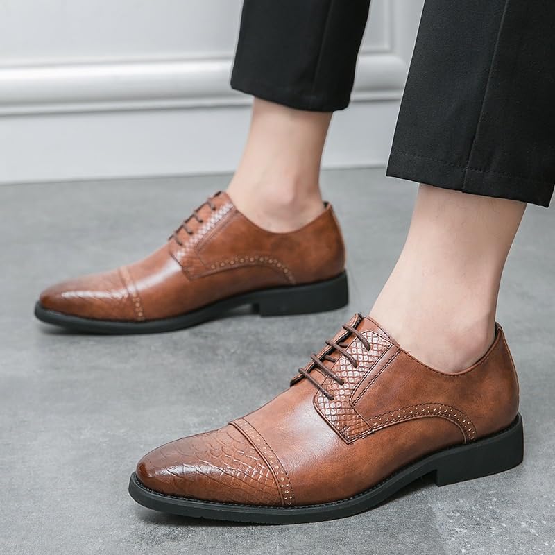 Classic Oxford Shoes Wedding Men's Leather Shoes Comfortable Fit Men's Hollow Dress Shoes with Removable Insoles2