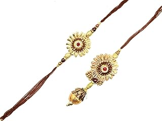 Raksha Bandhan Rakhi for Brother and Bhabhi with Greeting Card | Combo Pack Bhaiya Rakhi and Lumba for Bhabhi (Couple Rakhi-Lumbha-3)