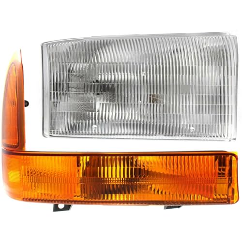 Karoldeare 2pcs Headlight Bulb Right Side Plastic Lens Corner Light Clear Lens/Finish Headlamp for Excursion for F550/F450/F350/F250 SuperDuty Auto Body Repair-Part Name FO2503147