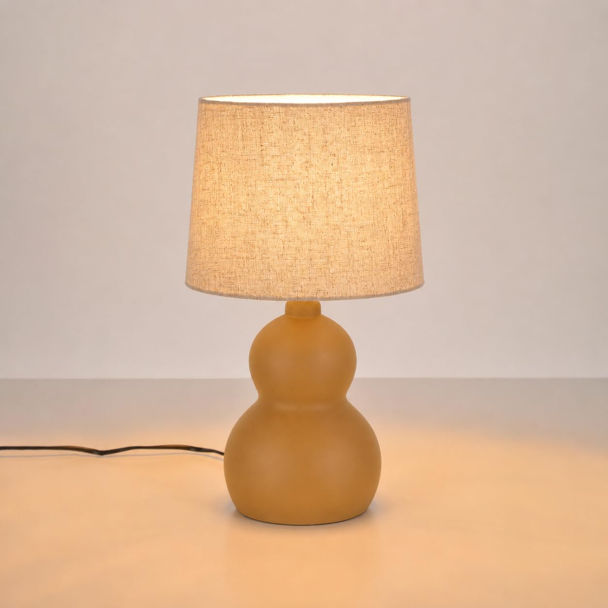 Corep Lampe céramique lin DRYADE H38.5cm (Caramel)