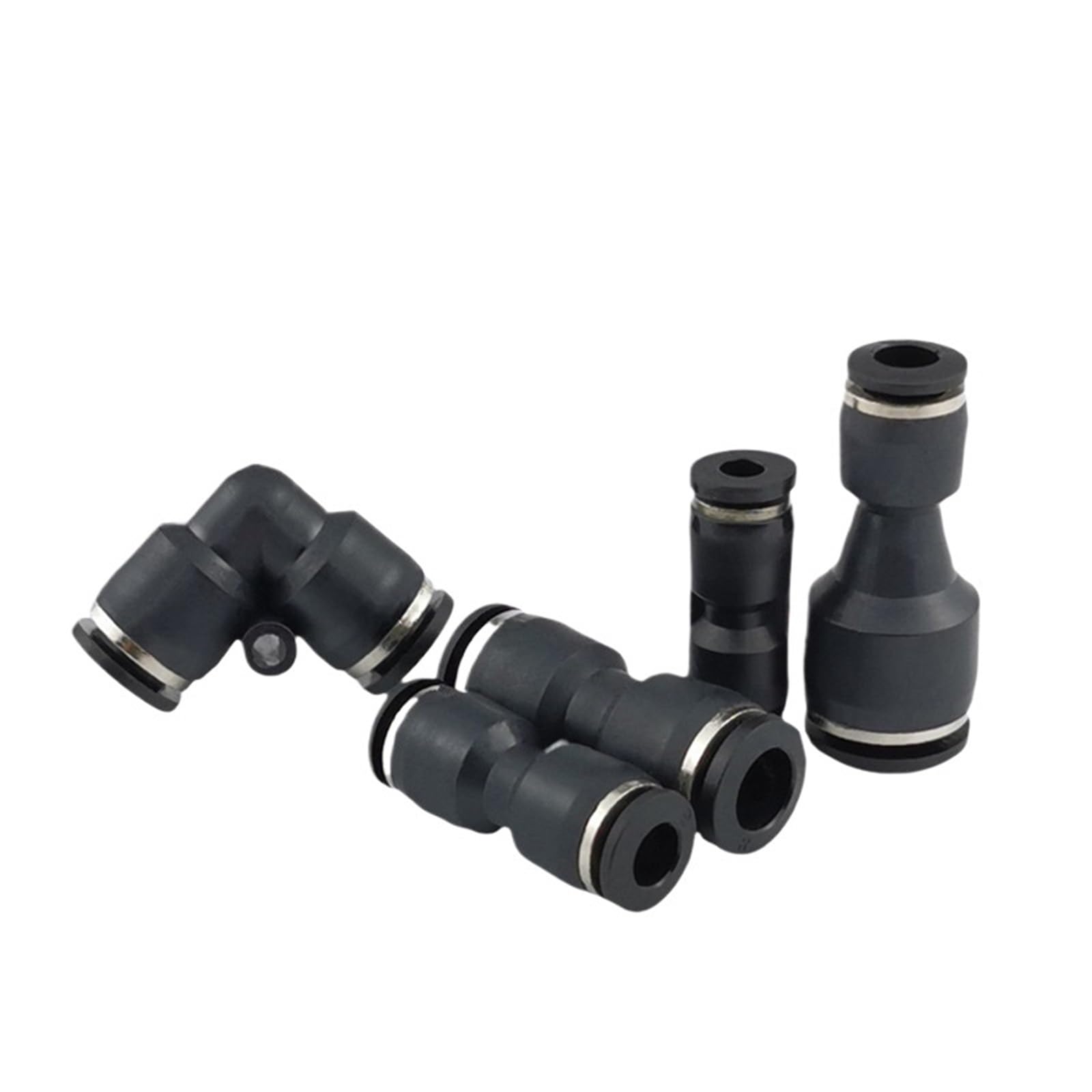 Connettore pneumatico nero per tubo dell'aria con diametro variabile ad angolo retto dritto attraverso spine rapide PV/PG/PU4/6/8/10/12 1 pezzi (PV14 nero)