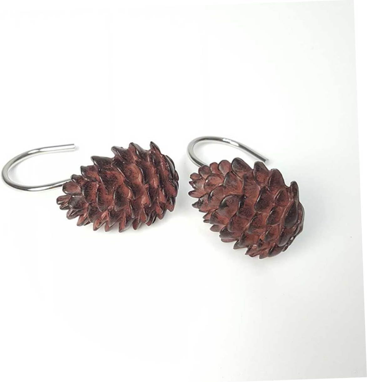 24pcs Resin Pine Cone Shower Curtain Hooks Curtain Rod Hooks for Bathrooms Easy Hanging