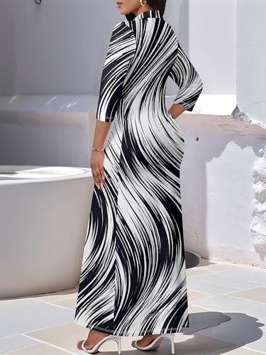 Image of PinkPatty Women's Casual 3 /4 Sleeve Polo V Neck Bodycon Maxi Dress