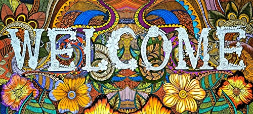 Sjprinter Inspirational Motivational Wall Art, Giant Coloring Poster Mandala For Kids Adults - Great For Girls, Boys, Arts, Crafts, Care Facilities, Schools, Family Time, Groups (Welcome, 24" X 52") #TOP6