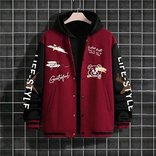 MAINESAKA Men Varsity Jacket Long Sleeve Button Letters Print Baseball Jacket Women Contrast Color Fall Bomber Jacket Coats2