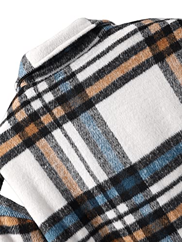 SweatyRocks Men's Plaid Long Sleeve Button Front Jacket Drop Shoulder Single Breasted Coat Shirt4