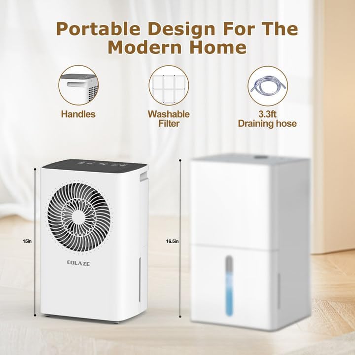 Diagram showing two drainage methods: manual tank and continuous hose