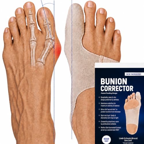 Bunion Corrector for Women & Men Big Toe Straightener – Ultra-Thin Bunion Sleeve, Soft Toe Spacer Sock for Bunions – Shoe-Friendly, Breathable Day & Night Support (Med-Left)