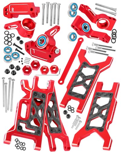 RCMYou RC Alloy Suspension Arms&Caster Block&Steering Blocks&Rear Stub Axle Carriers Upgrades Parts for 1/10 Slash 2WD(VXL),Red
