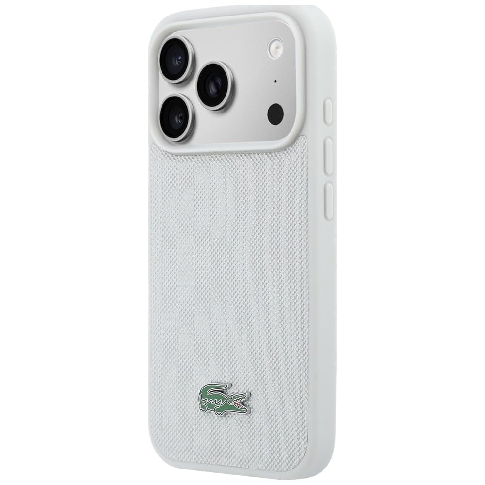 CG MOBILE Lacoste Petit Pique lakierowane logo kompatybilne z MagSafe etui do iPhone 17 Pro (jasnoszare)