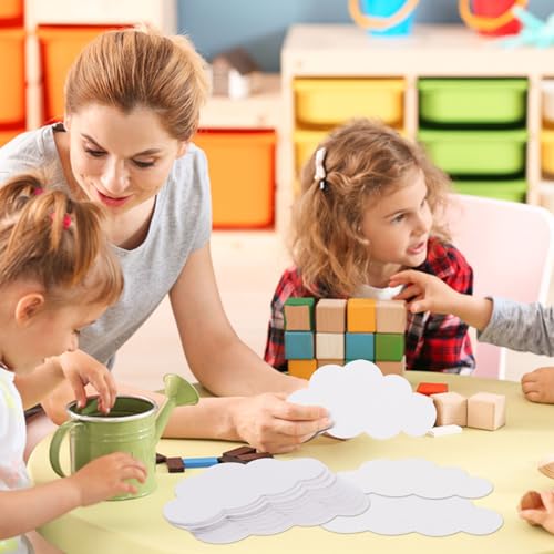 MixTeach 200 peças recortes de nuvem branca formas de nuvem de papel de 4 polegadas cortadas dupla f