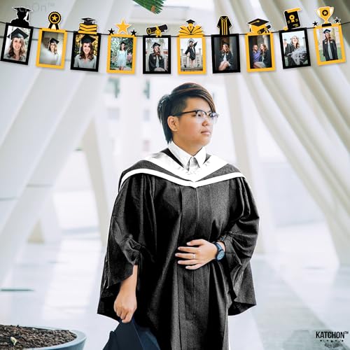 Image of Graduation Decorations 2026 | Gold and Black Graduation Photo Banner - 5x7, 10 Feet | Grad Banner for 2026 | Graduation Decorations Class of 2026 | Grad Party Decorations | KatchOn