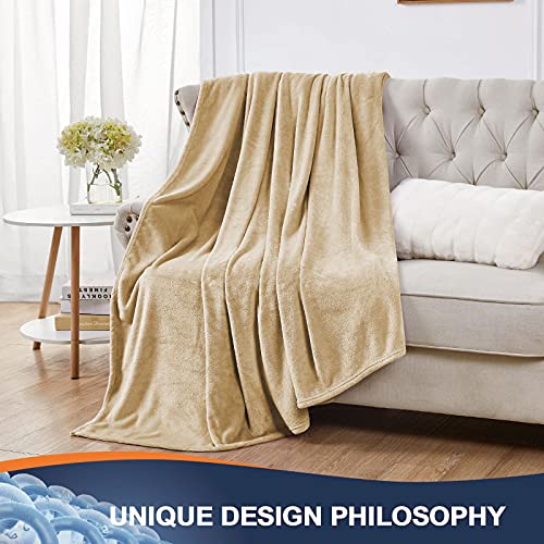 Walensee Fleece Blanket Plush Throw Fuzzy Lightweight (Queen Size 90X90 Tan Camel/Taupe) Super Soft Microfiber Flannel Blankets For Couch, Bed, Sofa Ultra Luxurious Warm And Cozy For All Seasons #TOP3
