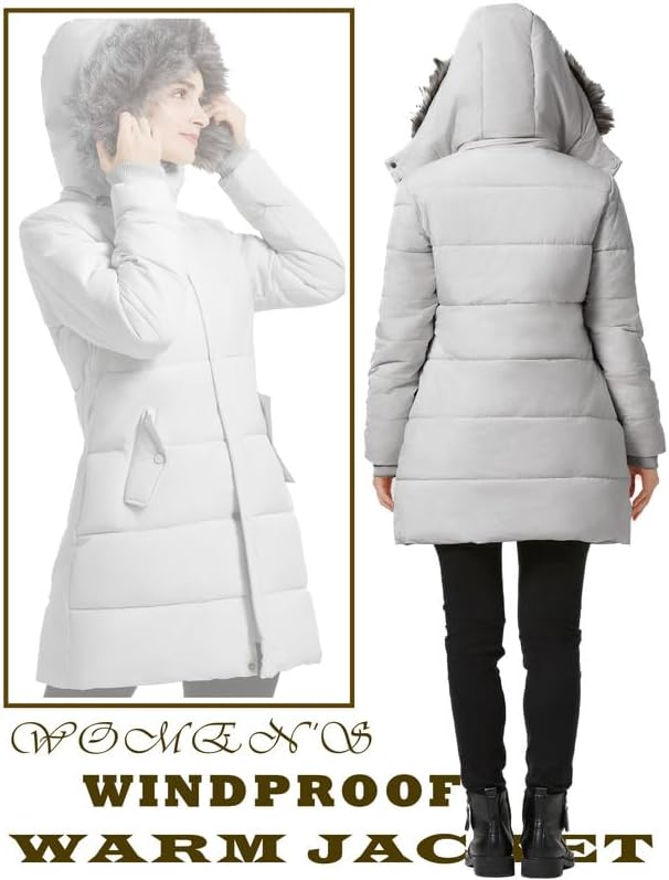 GGleaf Women's Winter Thicken Puffer Coat (Standard & Plus Size) Warm Snow Jacket with Fur Removable Hood - Image 5