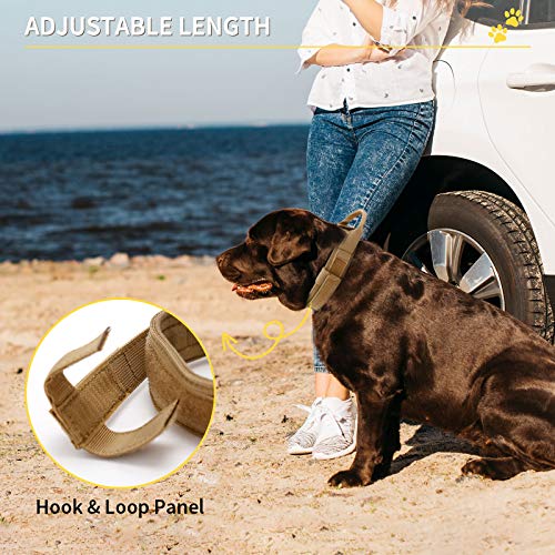 Huntvp taktisch Hundehalsband Verstellbar mit Kontrollgriff, aus Nylon, gepolstert, Metallschnalle, für Mittlere Große Hunde Jagd Training Freizeit Outdoor, Braun XL