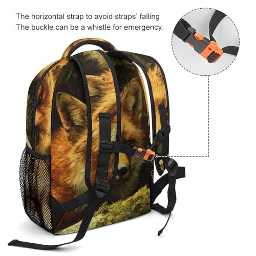 Foxes Forests Rocks Moss Unisex Backpack Casual Daypacks Lightweight Shoulders Bag for Camping Hiking Travel3