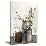 Milili Rustic Flowers Wall Decor Brown Theme Canvas Wall Art Farmhouse Artwork for Bedroom Modern Co