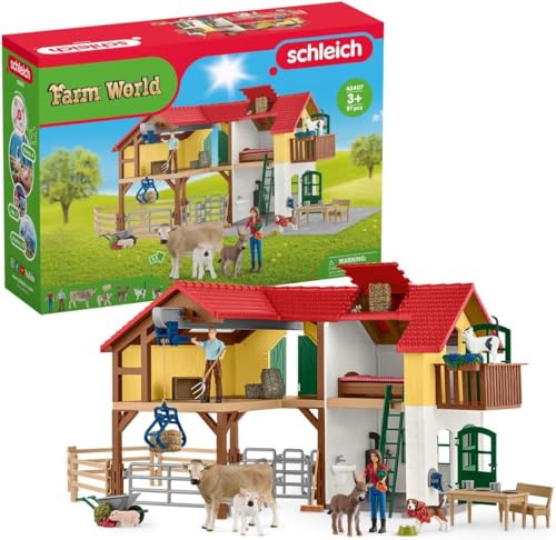 Schleich 42407 Granja con establo y Animales, a Partir de 3 años, Farm World - playset, 70 x 45 x 33 cm