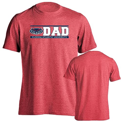 Sport Your Gear Florida Atlantic Owls Dad Proud Parent Short Sleeve T-Shirt, Large, Red Heather