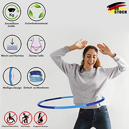 Foto von The Family professionell Hoola Hoop -Reifen für Erwachsene, Hula-Reifen für Training, 1200 gr, 8 Abschnitte- abnehmbar, 100 cm,weich, Fitness-Hoola-Reifen