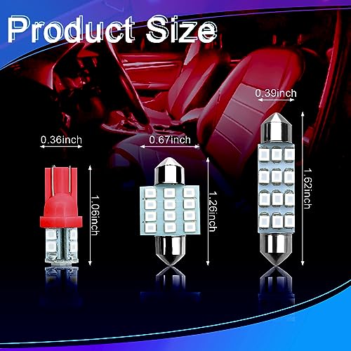 NTNEV 24PCS LED Interior Replacement Bulbs, Interior Car Lights, Dome Light LED Car Bulb Kit Set T10 31 mm 42 mm, Used for Map Dome Lights and License Plate Courtesy Lights Accessories (Red) - Image 3