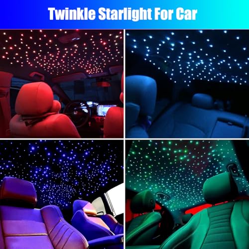 Image of 16W Car Home Starlight Headliner Kit, Twinkle & Sound Activate RGBW Fiber Optic Lights with APP & Remote Control, Star Lights for Ceiling Decoration, 550 pcs 13.1ft