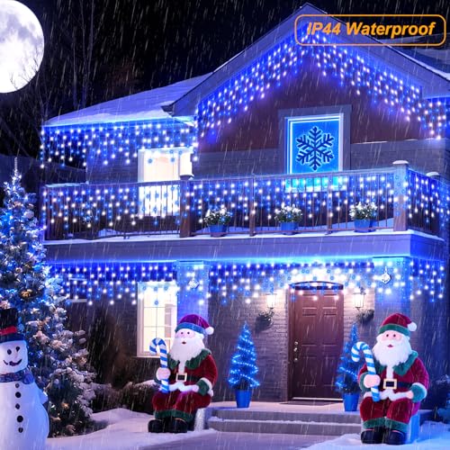Image of Pooqla 35 Colors Icicle Lights for Outside, 48FT Icicle Christmas Lights | Outdoor Roof Christmas Lights with Remote, Color Changing LED Hanging String Lights for Roof Window Halloween Decorations