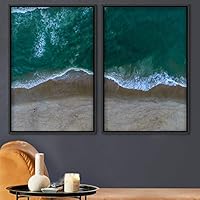 2 Piece Framed Canvas Wall Art Coastal Beach Canvas Prints Home Artwork Decoration for Living Room,Bedroom - 16