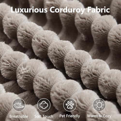 Image of 167.7 inch Sectional Cloud Couch for Living Room, Stupendous U Shaped Sofas, Modular Floor Deep-Seat Sofa, Big Comfy Corduroy Couches Set with Fluffy Memory Foam, No Assembly Required, Camel