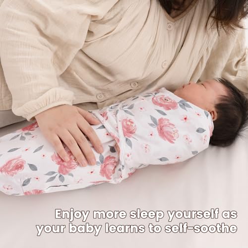 Image of PHF 100% Cotton Baby Swaddle Sleep Sacks for Newborn, 3 Pack Soft Breathable Baby Swaddle Sack 0-3 Months for Girls, Easy Adjustable, Blanket Wrap, Newborn Essentials (Floral)