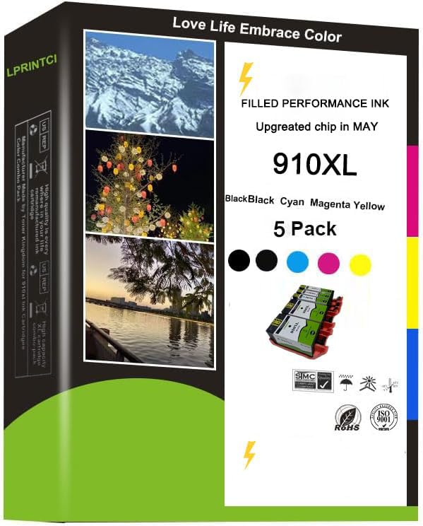 LPRINTCI 910XL High Yield Ink Cartridges Combo Pack Replacement for OfficeJet Series 8010 8015 8018 Pro 8020 8025 8028 8030 8035 8025e 8028e Printers