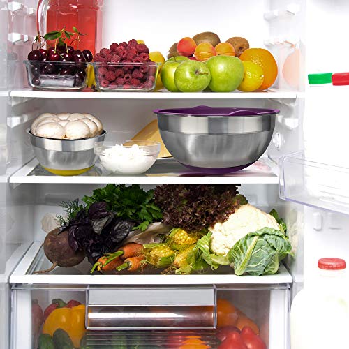 Homearray Stainless Steel Mixing Bowls With Lids – Non-Slip Bottoms, Nesting For Space Saving Storage, Polished Mirror Finish, Ideal For Cooking, Baking & Serving, Food & Salad Prep. (Set Of 6) #TOP3