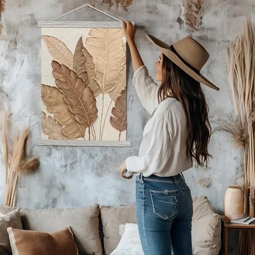 Image of Artmag Magnetic Poster Hanger Frame, 33x24 33x23 33x47 Light Wood Wooden Magnet Canvas Artwork Print Poster Hangers Frames Hanging Kit (Grey, 33 inch)