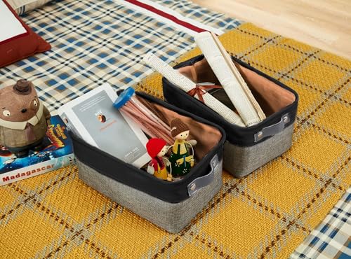 Image of DECOMOMO Small Storage Basket, Closet Storage Bins, Baskets for Organizing Shelves (Grey & Black, Small - 6 Pack)