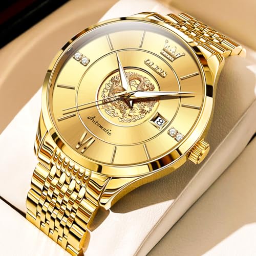 Image of OLEVS Automatic Watches for Men Diamond Skeleton Mechanical Tourbillon Self Winding Luxury Dress Wrist Watches Calendar Luminous Waterproof