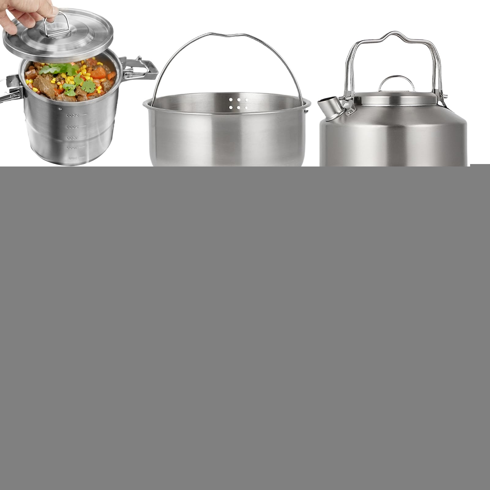 Campinggeschirr-Set, Töpfe und Schüssel, leichtes Überlebensausrüstung für Erwachsene, Wandern, Reisen, Outdoor, Garten, Wandern