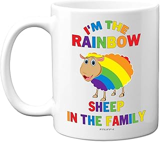 Stuff4 LGBT Gifts Novelty Mug - Rainbow Sheep - Cheeky Gay Pride Birthday Presents for Him or Her, Funny Gay Pride LGBT Gay Gifts - 11oz Ceramic Premium Dishwasher Safe Mugs
