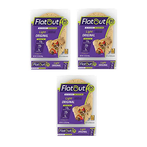 Flatout Wraps, Light Original (3 Packs of 6 Flatbreads)