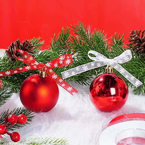 Jiebor 42 Yards Thin Christmas Ribbon Snowflake Ribbon Red And White Ribbon Holiday Ribbon For Gift Wrapping Crafts Christmas Tree Wreath Garland Decor 3/8 Inch Wide #TOP5