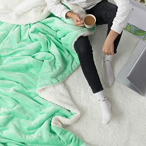 Nanpiper Flannel Blanket Reversible Sherpa Throw Blanket Super Soft Plush Warm Fleece Microfiber (50"X60",Neo-Mint Green) #TOP2