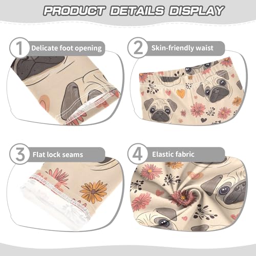 Pug Faces Girls Leggings,Workout Leggings for Girls Toddler Athletic Leggings Size for 3-10T3