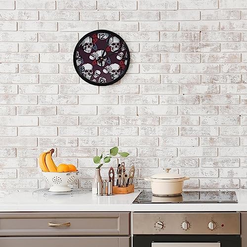 Horloge murale silencieuse à quartz avec motif de crânes gothiques pour maison - 8