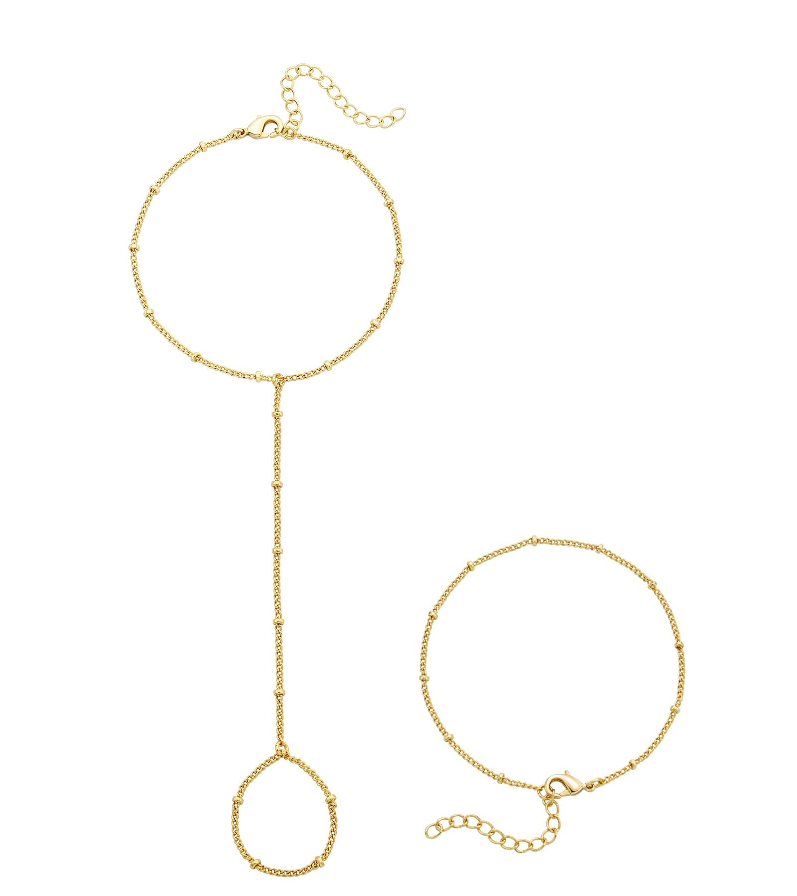 adoyi Gold Bracelets for Women, 14K Gold Plated Stackable Bracelet Stack Set Adjustable Charm Paperclip Chain Cuban Link Layered Waterproof Jewelry Sets Gifts for Womens 6.5 Inch